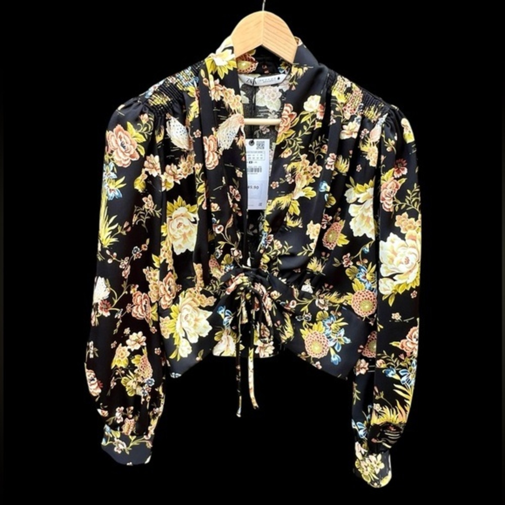 ZARA FLORAL WOMEN'S BLOUSE SIZE SMALL AND MEDIUM NWT CROP TIE WAIST